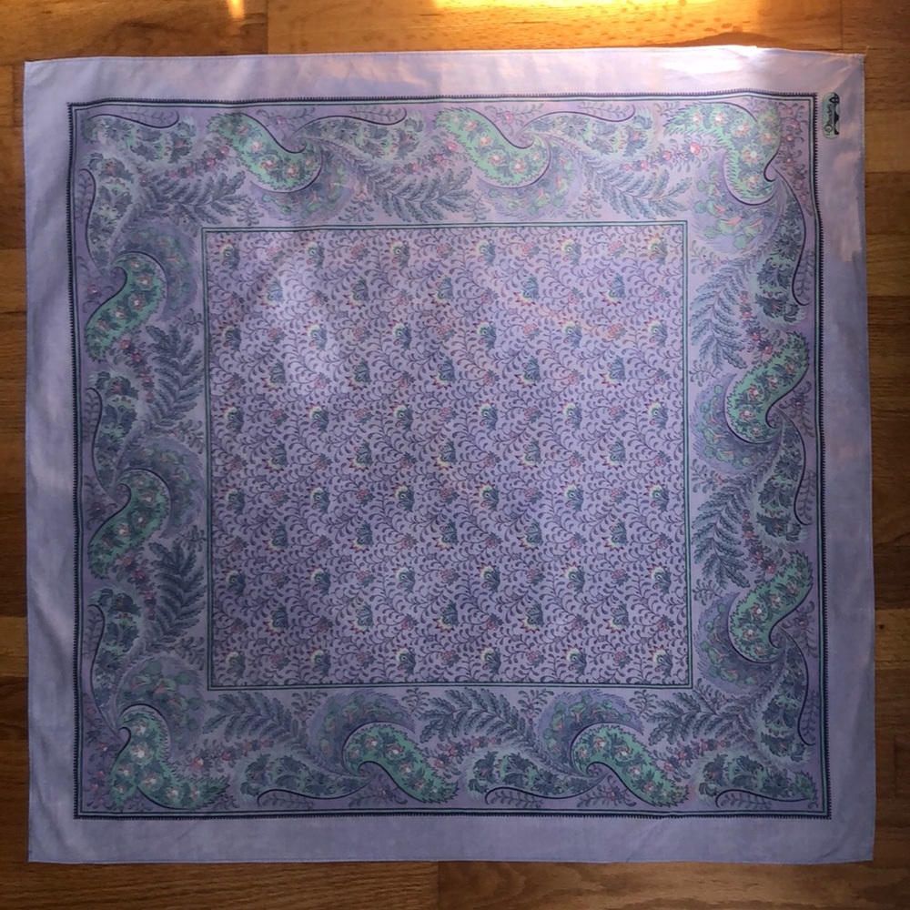 VTG Les Olivades French Provincial Cotton Scarf. Foliage. Floral